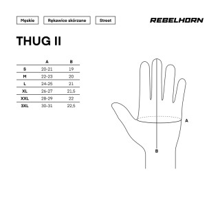 RĘKAWICE MOTOCYKLOWE REBELHORN THUG 2 PERFOROWANE BLACK XS