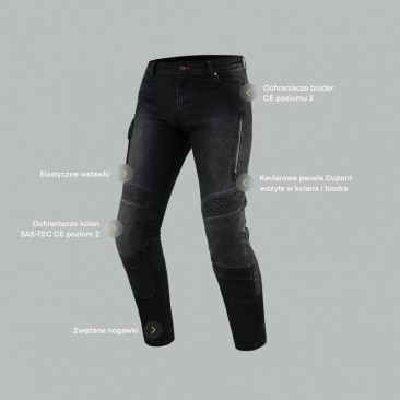 SPODNIE JEANS REBELHORN VANDAL TWILL BLACK W30L32