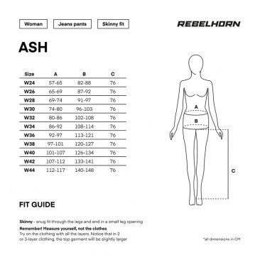 SPODNIE JEANS REBELHORN ASH LADY BLACK W30L30