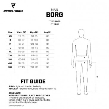 SPODNIE TEKSTYLNE REBELHORN BORG BLACK XS