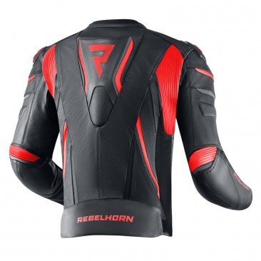 KURTKA SKÓRZANA REBELHORN FIGHTER BLACK/FLO RED 62