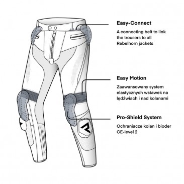 SPODNIE SKÓRZANE REBELHORN FIGHTER BLACK/WHITE 52