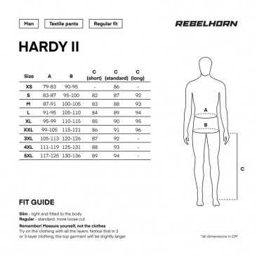 SPODNIE TEKSTYLNE REBELHORN HARDY II BLACK (KRÓTKA NOGAWKA) S-5XL