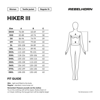KURTKA MOTOCYKLOWA TEKSTYLNA DAMSKA REBELHORN HIKER 3 BLACK WXS