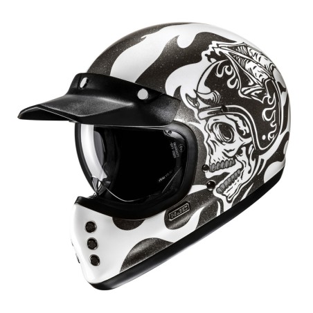 KASK MOTOCYKLOWY HJC V60 FLAME BLACK WHITE M