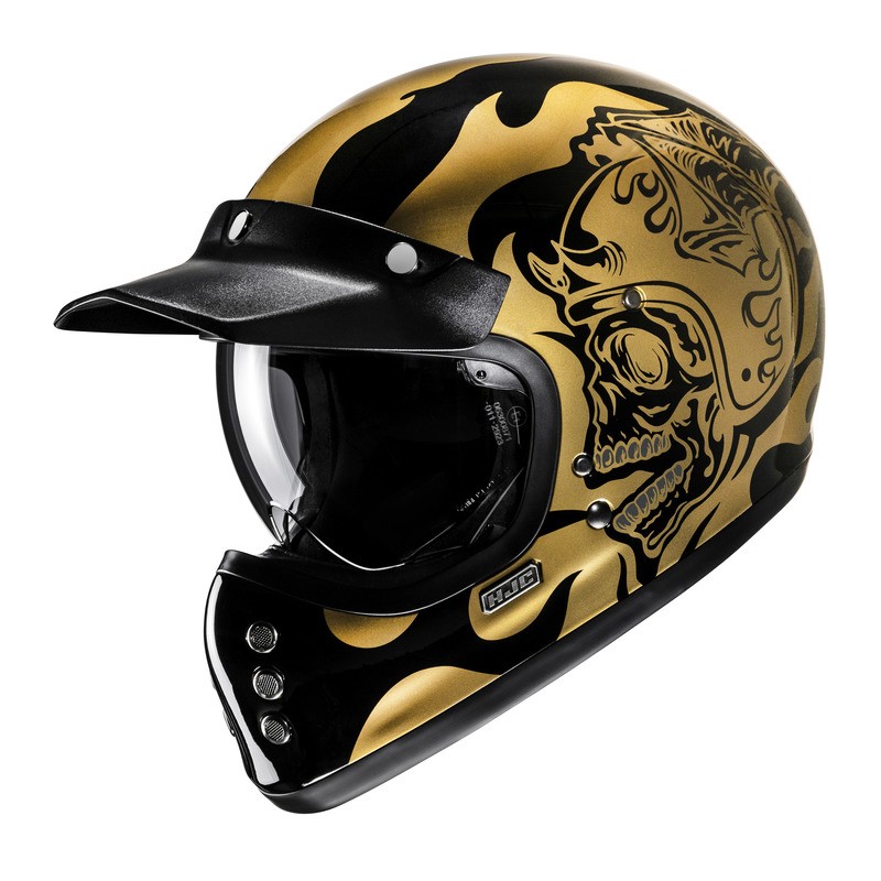 KASK MOTOCYKLOWY HJC V60 FLAME BLACK GOLD M