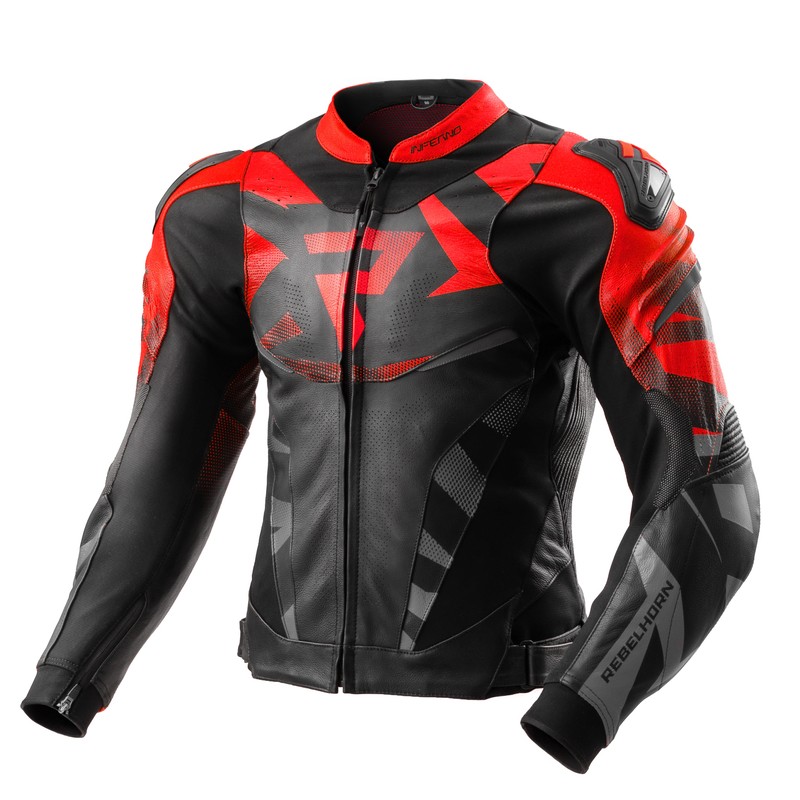KURTKA MOTOCYKLOWA SKÓRZANA REBELHORN INFERNO BLACK FLUO RED 54