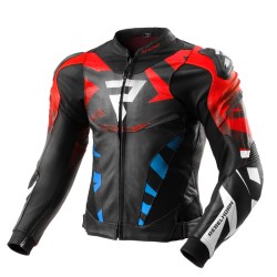 KURTKA MOTOCYKLOWA SKÓRZANA REBELHORN INFERNO BLACK BLUE WHITE RED 56