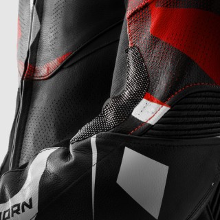 KURTKA MOTOCYKLOWA SKÓRZANA REBELHORN INFERNO BLACK BLUE WHITE RED 52