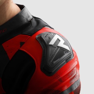 KURTKA MOTOCYKLOWA SKÓRZANA REBELHORN INFERNO BLACK BLUE WHITE RED 54