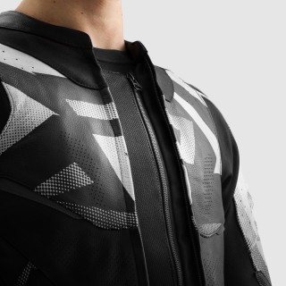 KURTKA MOTOCYKLOWA SKÓRZANA REBELHORN INFERNO BLACK WHITE 48