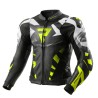 KURTKA MOTOCYKLOWA SKÓRZANA REBELHORN INFERNO BLACK WHITE FLUO YELLOW 48