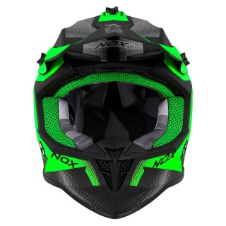 NOX PROMOCJA KASK CROSS / OFFROAD N633 FUSION KOLOR CZARNY MAT/ZIELONY ROZMIAR L (ZAPIĘCIE MIKROMETRYCZNE)