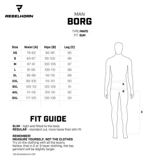 SPODNIE MOTOCYKLOWE TEKSTYLNE REBELHORN BORG BLACK S