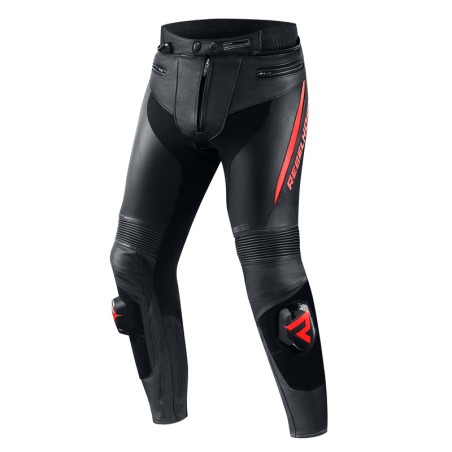 SPODNIE MOTOCYKLOWE SKÓRZANE REBELHORN FIGHTER BLACK FLUO RED 56