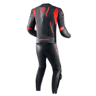 SPODNIE MOTOCYKLOWE SKÓRZANE REBELHORN FIGHTER BLACK FLUO RED 56