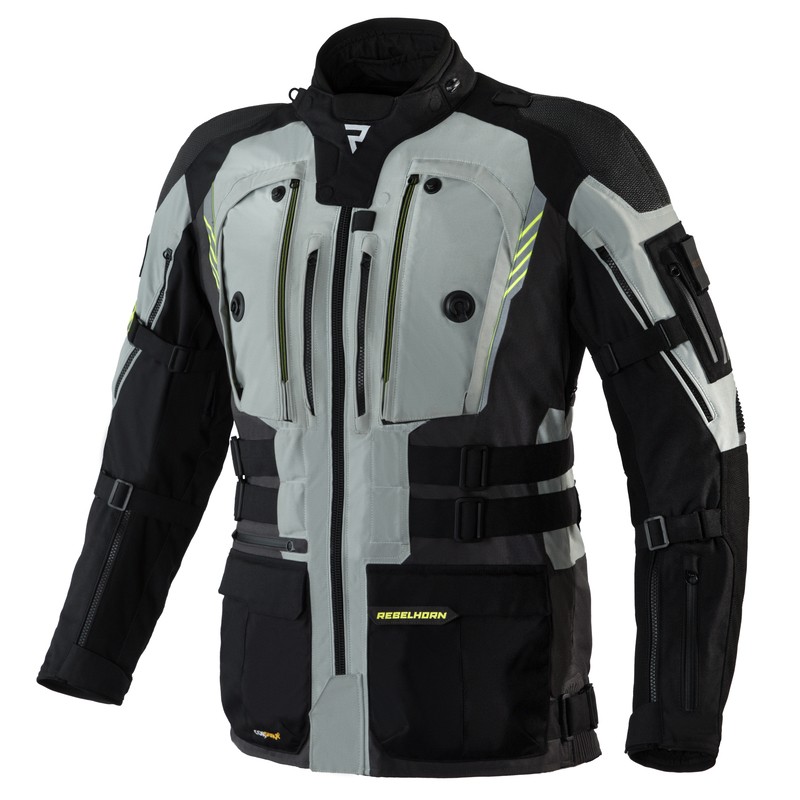 KURTKA MOTOCYKLOWA TEKSTYLNA REBELHORN PATROL GREY BLACK FLUO YELLOW 6XL