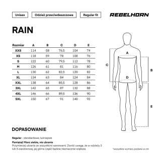 KOMBINEZON PRZECIWDESZCZOWY DWUCZĘŚCIOWY REBELHORN RAIN BLACK XL