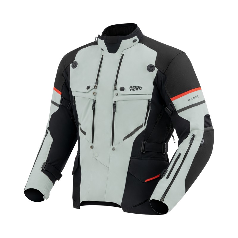 KURTKA MOTOCYKLOWA TEKSTYLNA REBELHORN RANGE GREY BLACK RED L