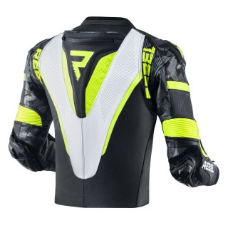 KURTKA MOTOCYKLOWA SKÓRZANA REBELHORN REBEL BLACK WHITE FLUO YELLOW 46