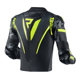 KURTKA MOTOCYKLOWA SKÓRZANA REBELHORN REBEL BLACK FLUO YELLOW 48