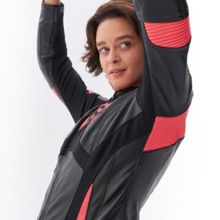 KURTKA MOTOCYKLOWA SKÓRZANA DAMSKA REBELHORN REBEL PINK BLACK W44