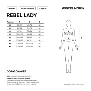 KURTKA MOTOCYKLOWA SKÓRZANA DAMSKA REBELHORN REBEL BLACK W38