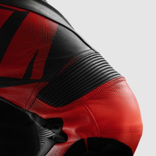 SPODNIE MOTOCYKLOWE SKÓRZANE REBELHORN INFERNO BLACK FLUO RED 50