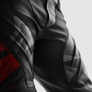 SPODNIE MOTOCYKLOWE SKÓRZANE REBELHORN INFERNO BLACK FLUO RED 54