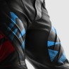 SPODNIE MOTOCYKLOWE SKÓRZANE REBELHORN INFERNO BLACK BLUE WHITE RED 56