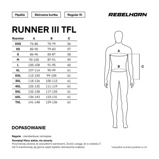 KURTKA MOTOCYKLOWA SKÓRZANA REBELHORN RUNNER 3 TFL BLACK 3XL