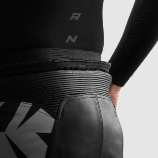 SPODNIE MOTOCYKLOWE SKÓRZANE REBELHORN INFERNO BLACK WHITE FLUO YELLOW 50