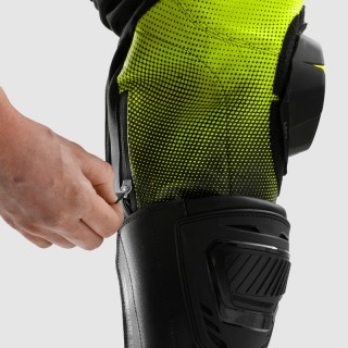 SPODNIE MOTOCYKLOWE SKÓRZANE REBELHORN INFERNO BLACK WHITE FLUO YELLOW 62