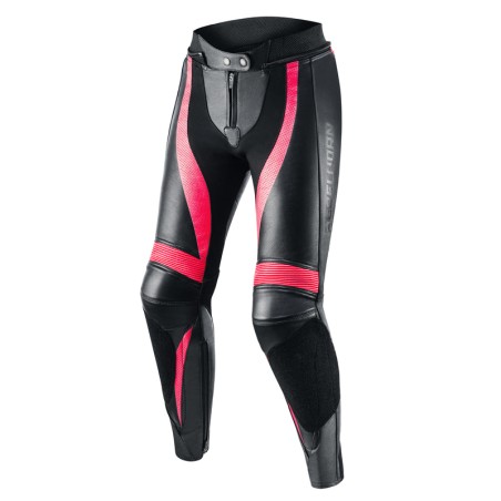 SPODNIE MOTOCYKLOWE SKÓRZANE DAMSKIE REBELHORN REBEL BLACK PINK W32