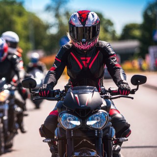 SPODNIE MOTOCYKLOWE SKÓRZANE DAMSKIE REBELHORN REBEL BLACK PINK W32