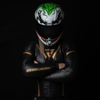 SPODNIE MOTOCYKLOWE SKÓRZANE DAMSKIE REBELHORN REBEL BLACK GOLD W36