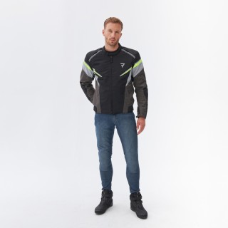 KURTKA MOTOCYKLOWA TEKSTYLNA REBELHORN SPARK BLACK GREY FLUO YELLOW 3XL