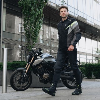 KURTKA MOTOCYKLOWA TEKSTYLNA REBELHORN SPARK BLACK GREY FLUO YELLOW 3XL