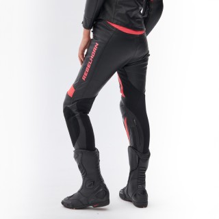 SPODNIE MOTOCYKLOWE SKÓRZANE DAMSKIE REBELHORN REBEL PINK BLACK W36