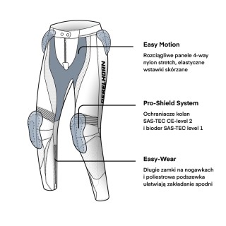 SPODNIE MOTOCYKLOWE SKÓRZANE DAMSKIE REBELHORN REBEL BLACK FLUO RED WHITE W32