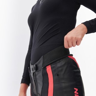 SPODNIE MOTOCYKLOWE SKÓRZANE DAMSKIE REBELHORN REBEL PINK BLACK W38