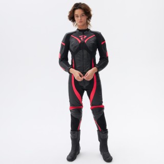 SPODNIE MOTOCYKLOWE SKÓRZANE DAMSKIE REBELHORN REBEL PINK BLACK W40