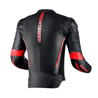 KURTKA MOTOCYKLOWA SKÓRZANA REBELHORN VANDAL BLACK FLUO RED 52