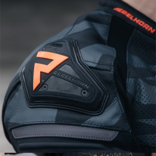 KURTKA MOTOCYKLOWA SKÓRZANA REBELHORN VANDAL BLACK FLUO RED 58