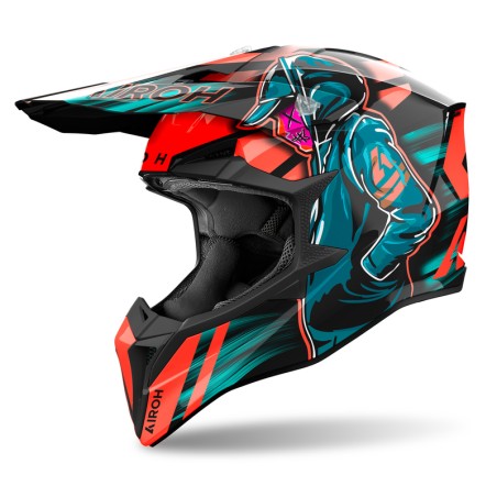 KASK MOTOCYKLOWY AIROH WRAAAP CYBER ORANGE GLOSS S