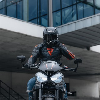 KURTKA MOTOCYKLOWA SKÓRZANA REBELHORN VANDAL BLACK FLUO RED 52