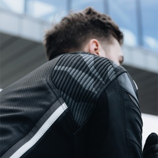 KURTKA MOTOCYKLOWA SKÓRZANA REBELHORN VANDAL BLACK WHITE 50