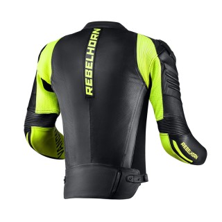 KURTKA MOTOCYKLOWA SKÓRZANA REBELHORN VANDAL BLACK FLUO YELLOW 46