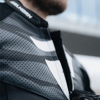 KURTKA MOTOCYKLOWA SKÓRZANA REBELHORN VANDAL BLACK WHITE 50