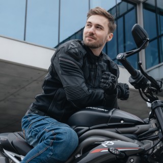 KURTKA MOTOCYKLOWA SKÓRZANA REBELHORN VANDAL BLACK 56